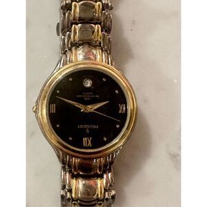 Vintage Peugeot Women's 132M Gold Tone Bracelet Watch with Date